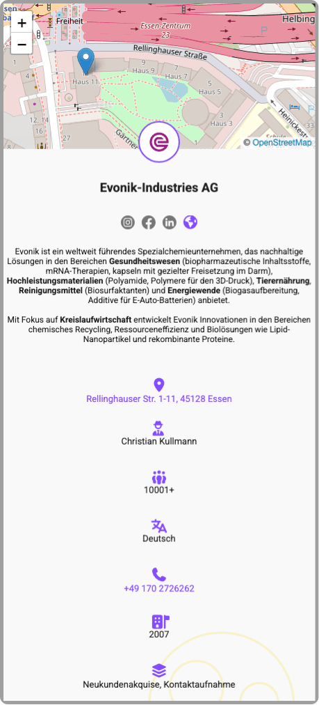 CRM-Kontaktinformationen