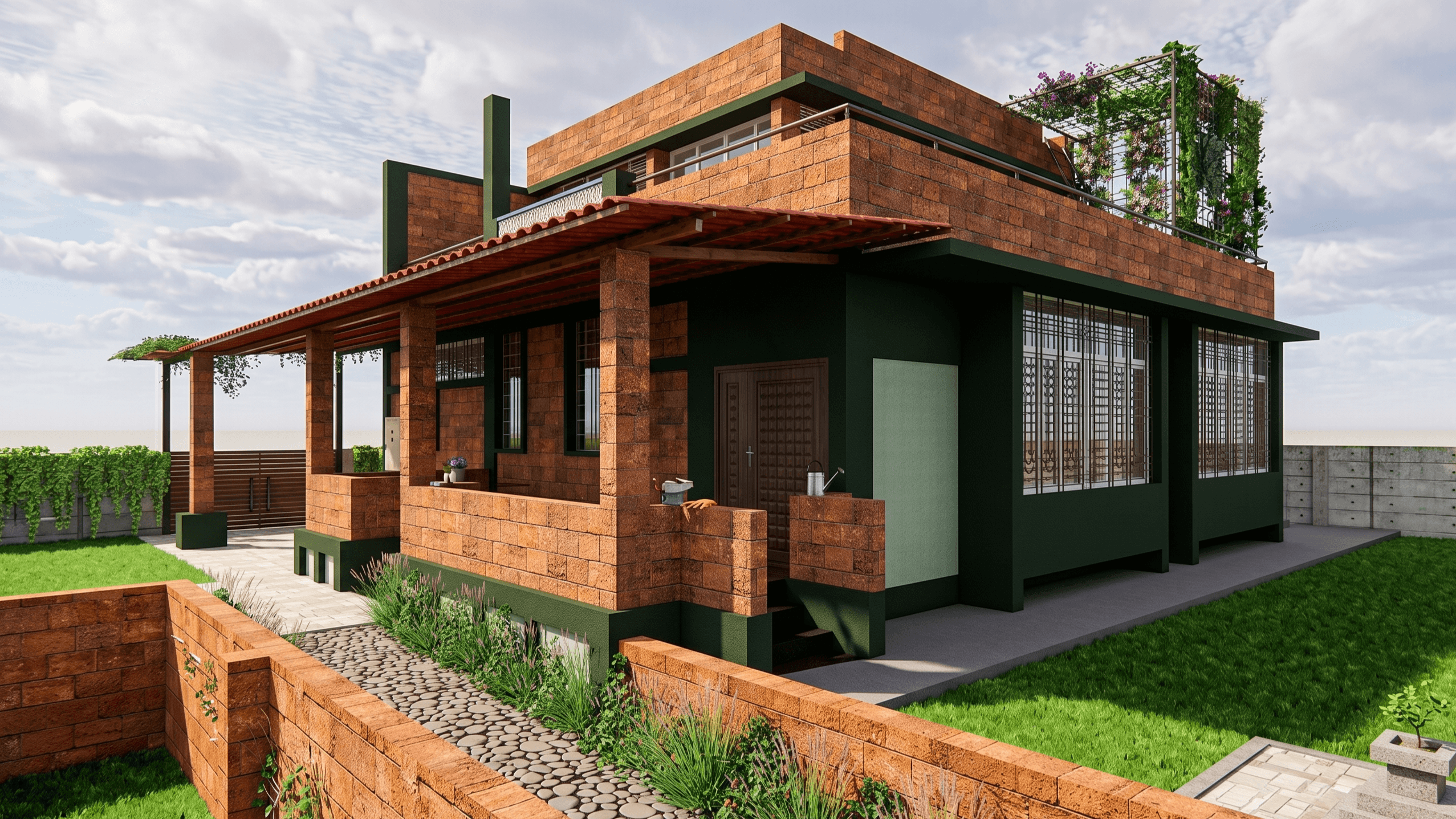 modern house on the shore