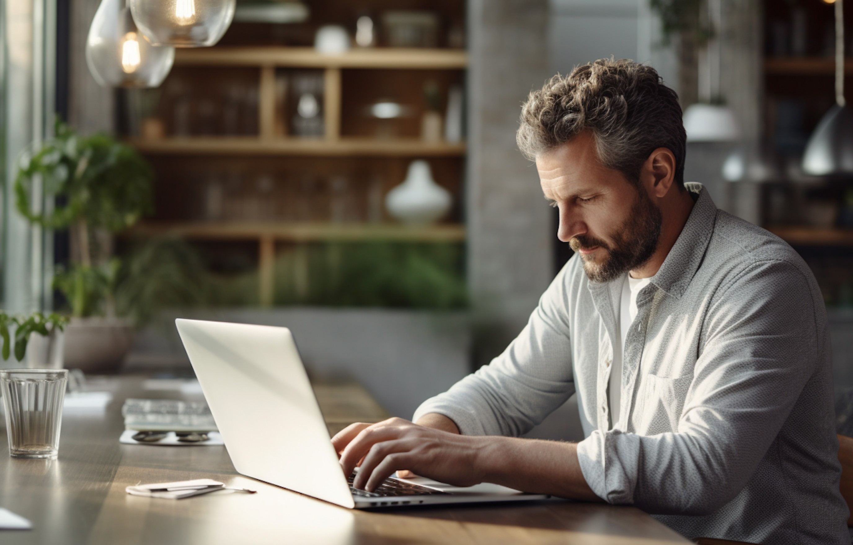 Man filling out a form on his computer