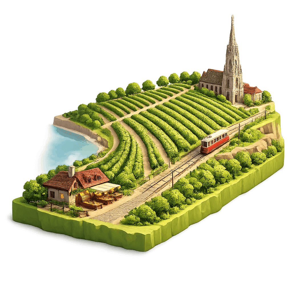 Artistic illustration of the Wien wine region.