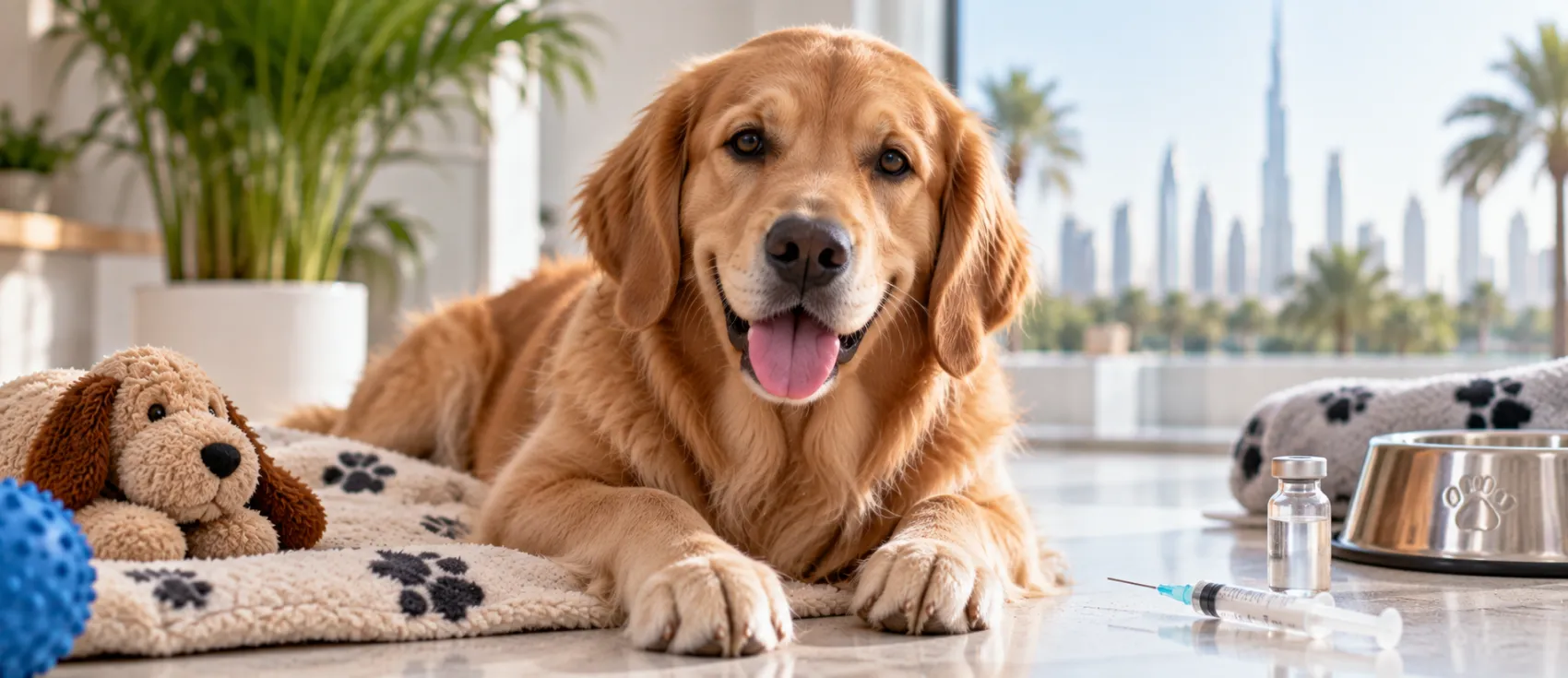 يقوم الطبيب البيطري بإجراء فحص جسدي على الكلب ويتحقق من أعراض السعال في البيوت.