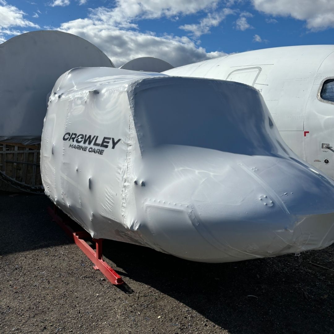 A finished shrink wrapped helicopter by crowley marine care in kelowna BC