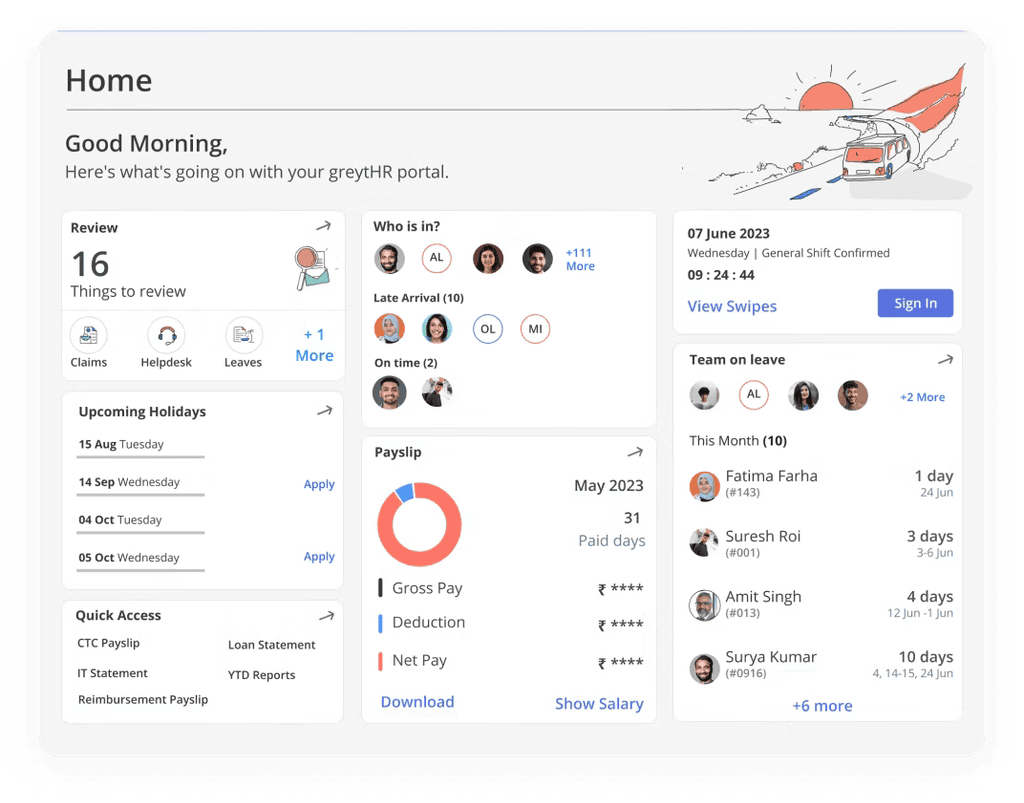 greythr hrms dashboard