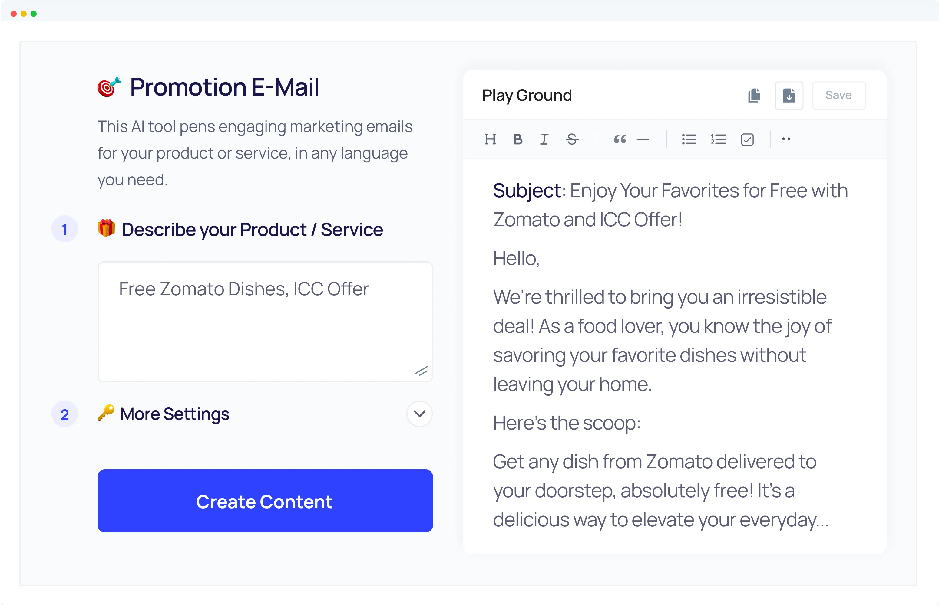 Promotional Email Generator Example -3