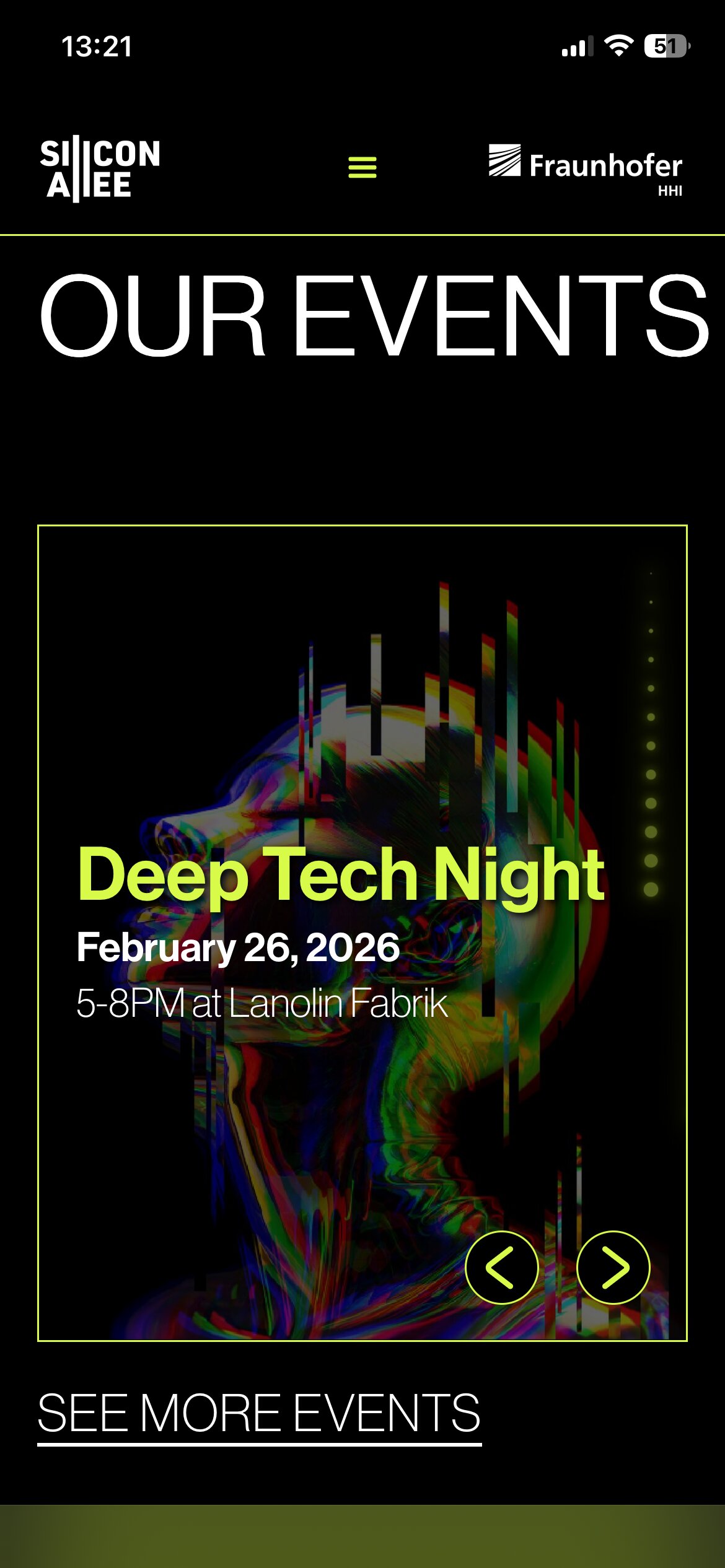 Mobile Version of Silicon Allee's Event Section