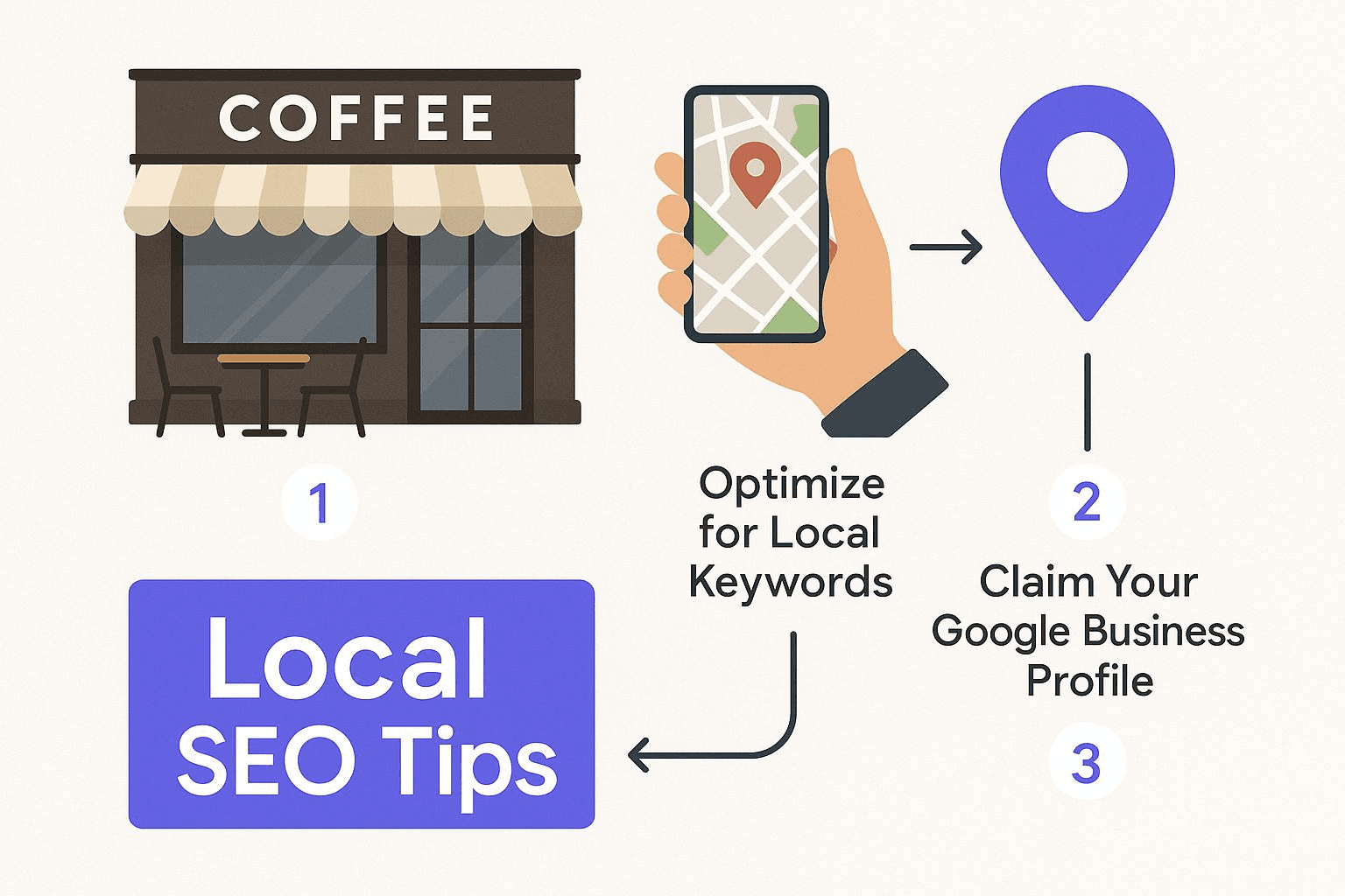 a infographic showing the steps to building local SEO
