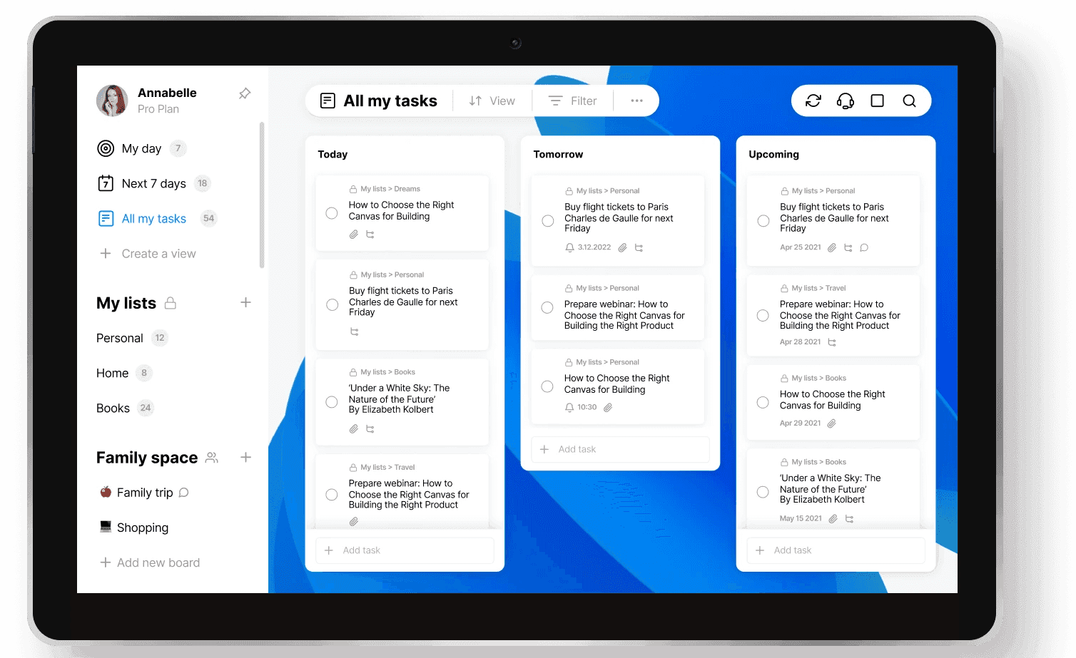 Any.do's task management interface
