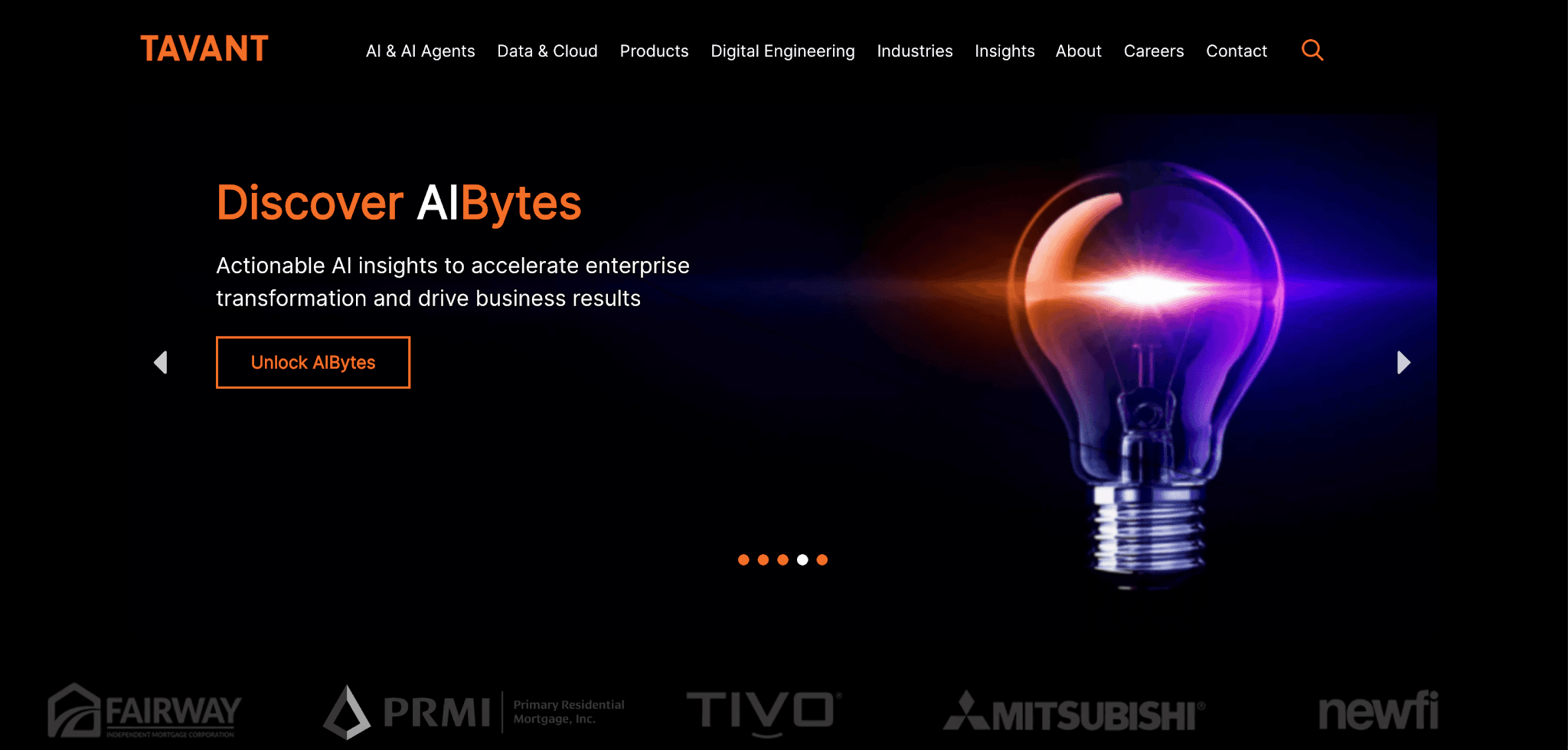 Tavant web homepage