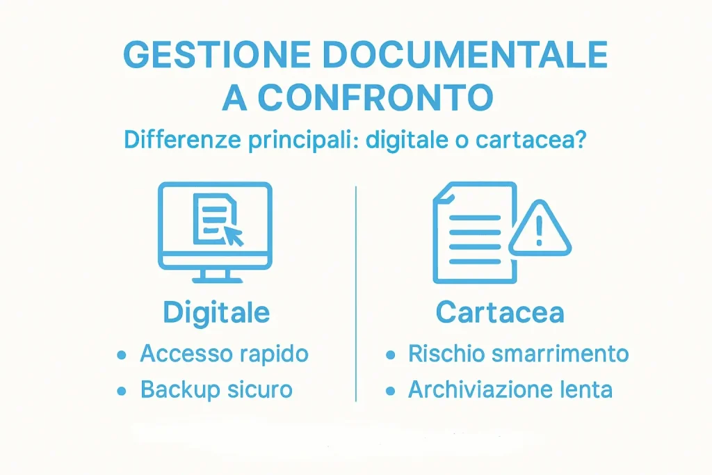 Infografica: pro e contro della gestione digitale e cartacea nei cantieri
