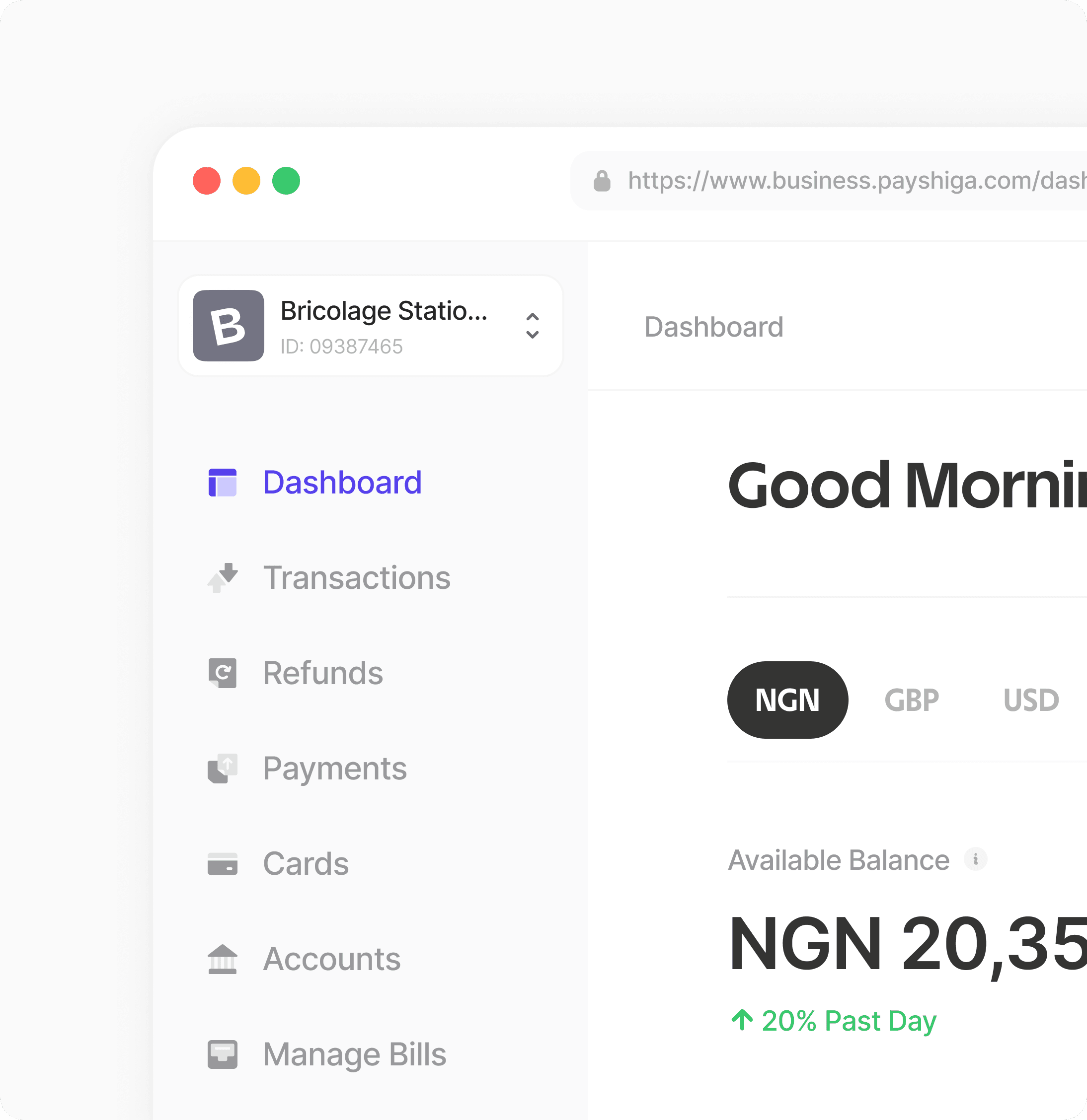 An image of a Business's Dashboard