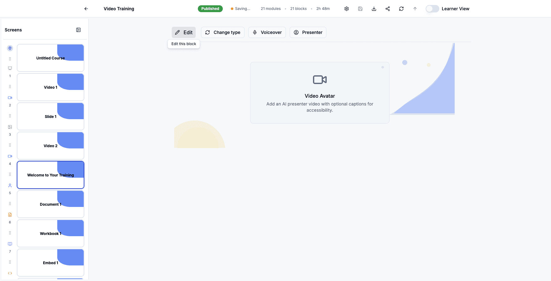 Click Edit to modify the avatar video settings and content.