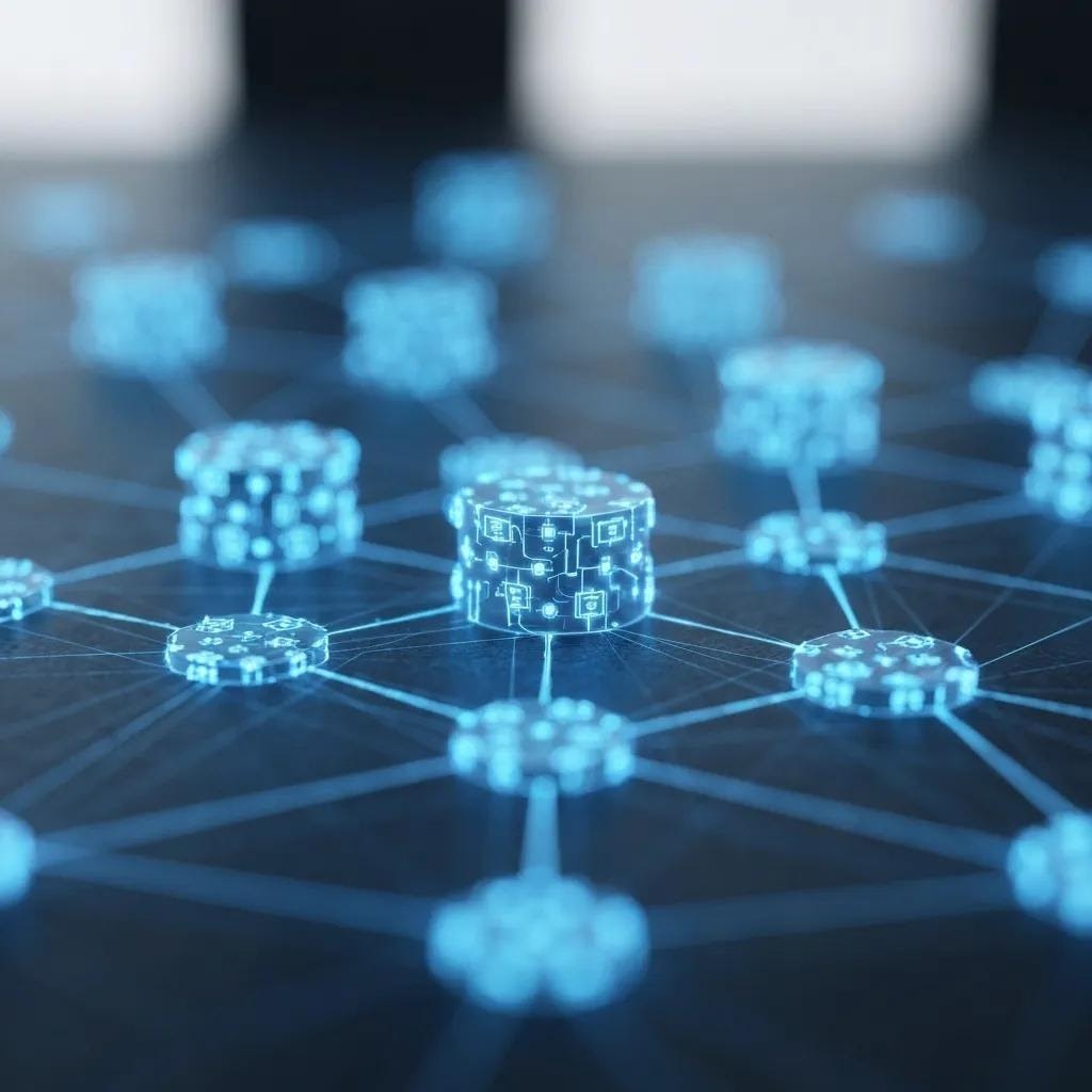 Close-up of a blockchain network representing transparency and security in equity-backed tokens