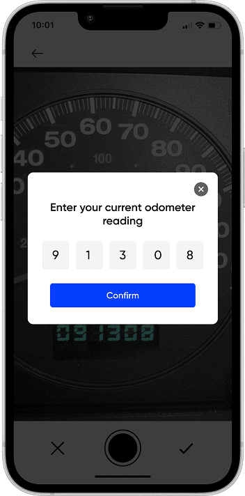 Driver App — enter odometer reading