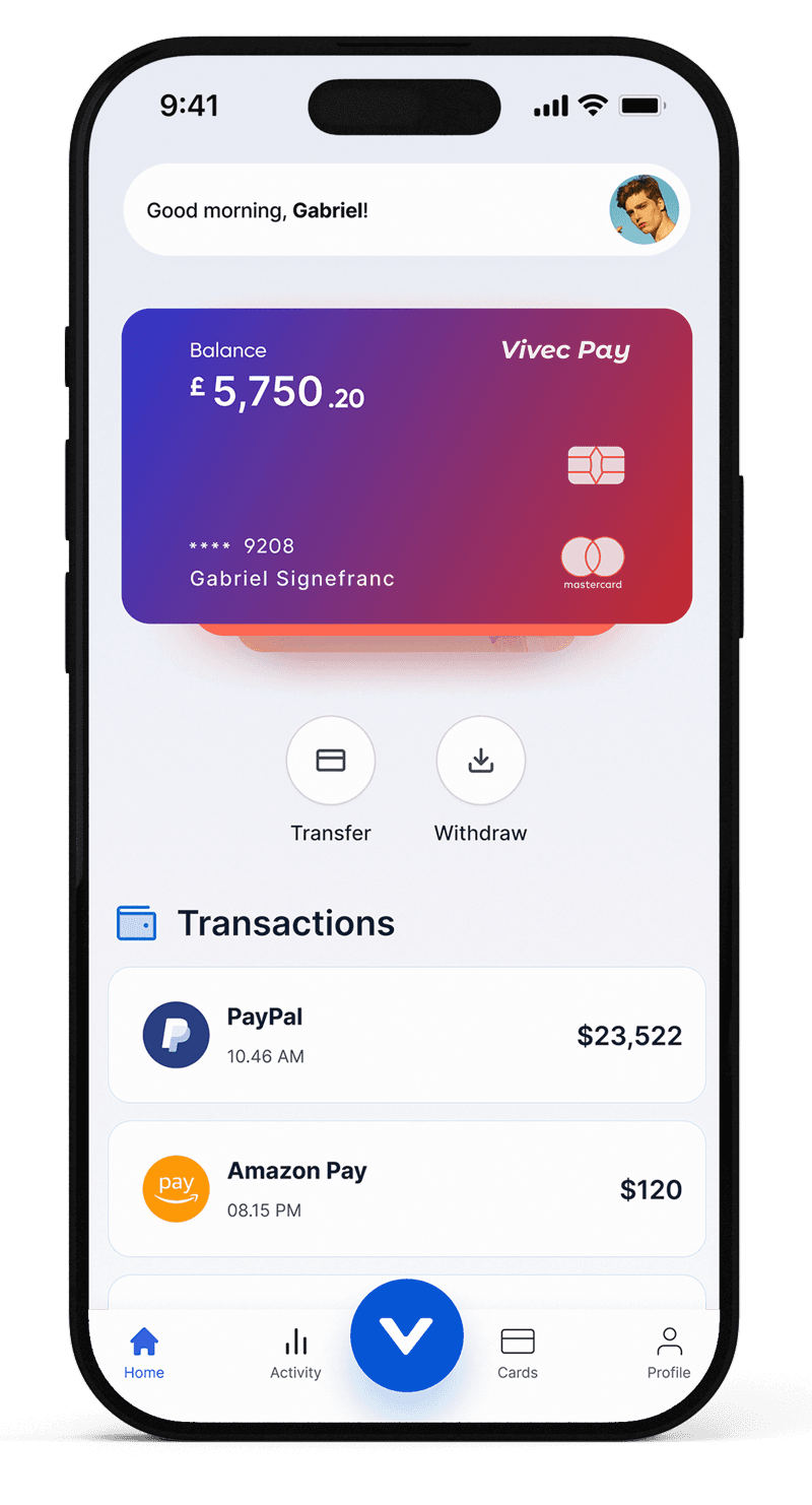 Vivec mobile app preview frontal
