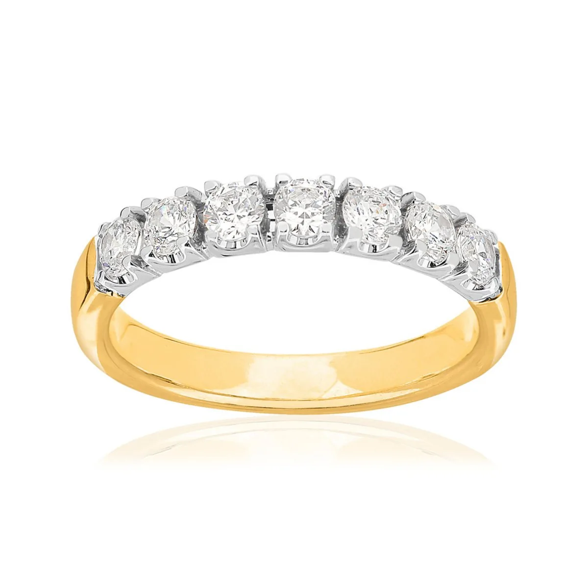 Alliance en deux ors 750 sertie de diamants