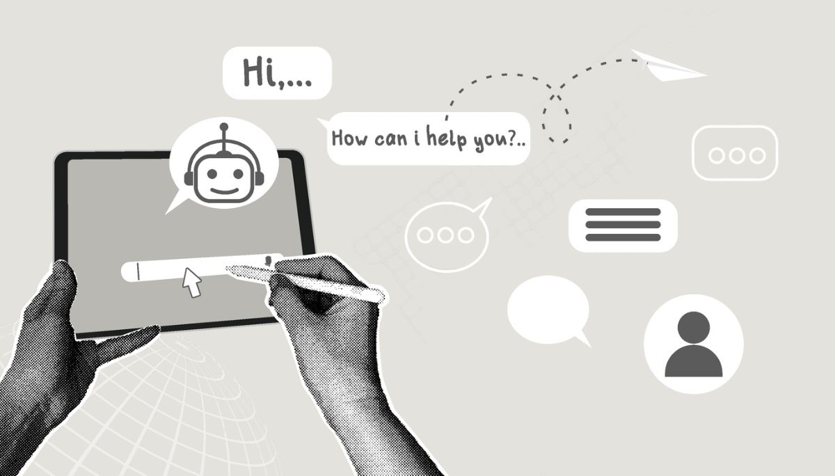 Hands holding tablet with chatbot interface, symbolizing how to build an AI bot agent from scratch.