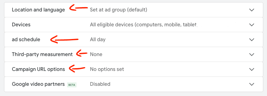 Irrelevant YouTube ad campaign settings