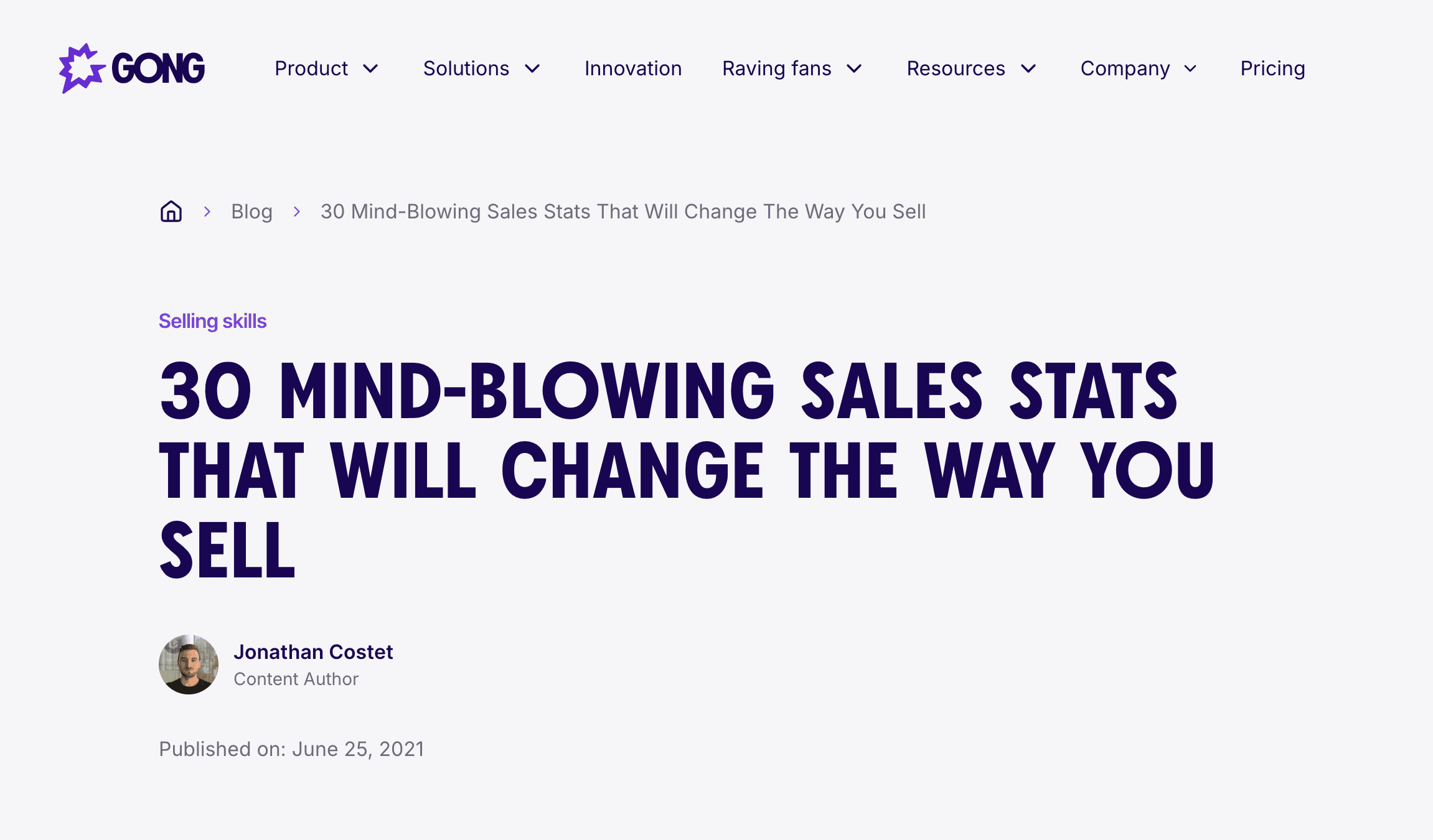 Gong creating content that is unconventional to the industry standards