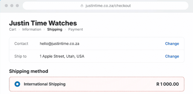 international shipping checkout flat rate