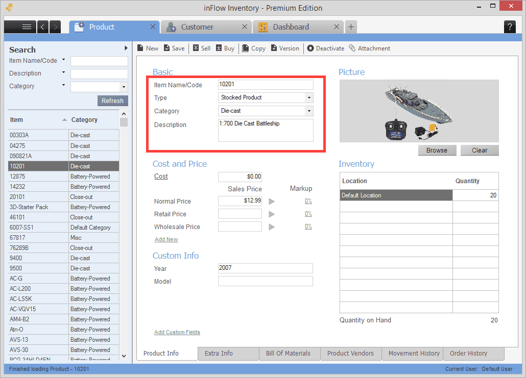 Creating your product in inFlow On-Premise - Support | inFlow Inventory