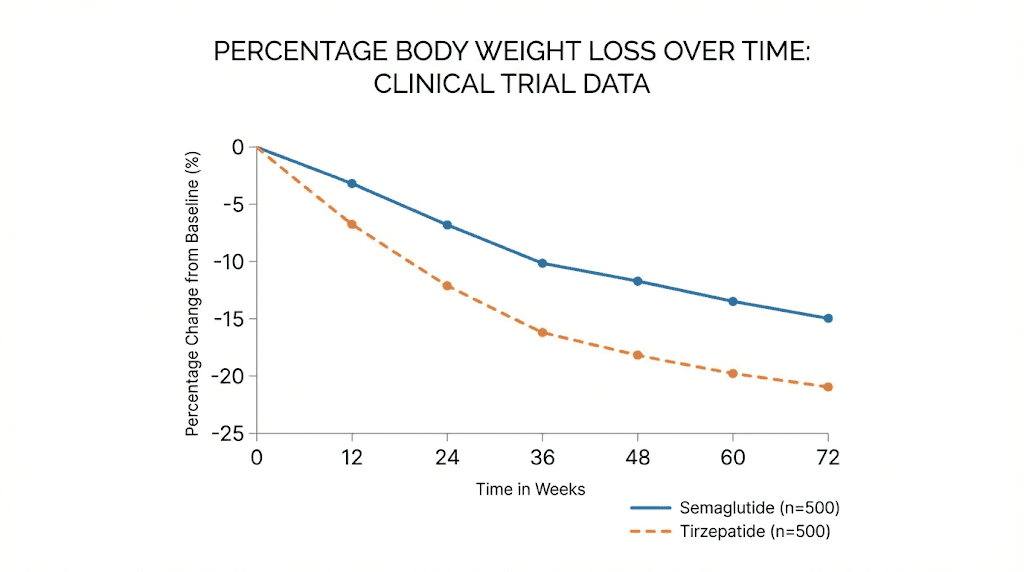 Clinical trial weight loss results comparing semaglutide vs tirzepatide