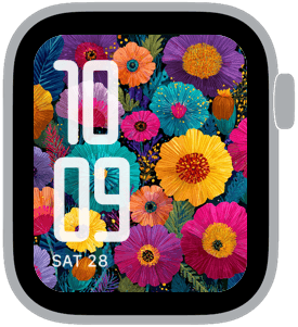 chromatic garden Apple Watch face preview 3 featuring floral, summer, and spring.