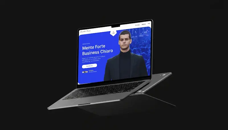 Mockup desktop di landing page progettata per presentare un servizio online in modo chiaro