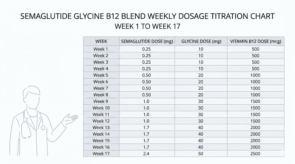 Semaglutide glycine B12 blend weekly dosage titration schedule