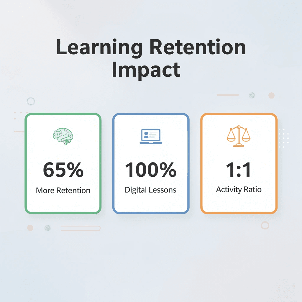 Statistics showing learning retention benefits of hands-on activities
