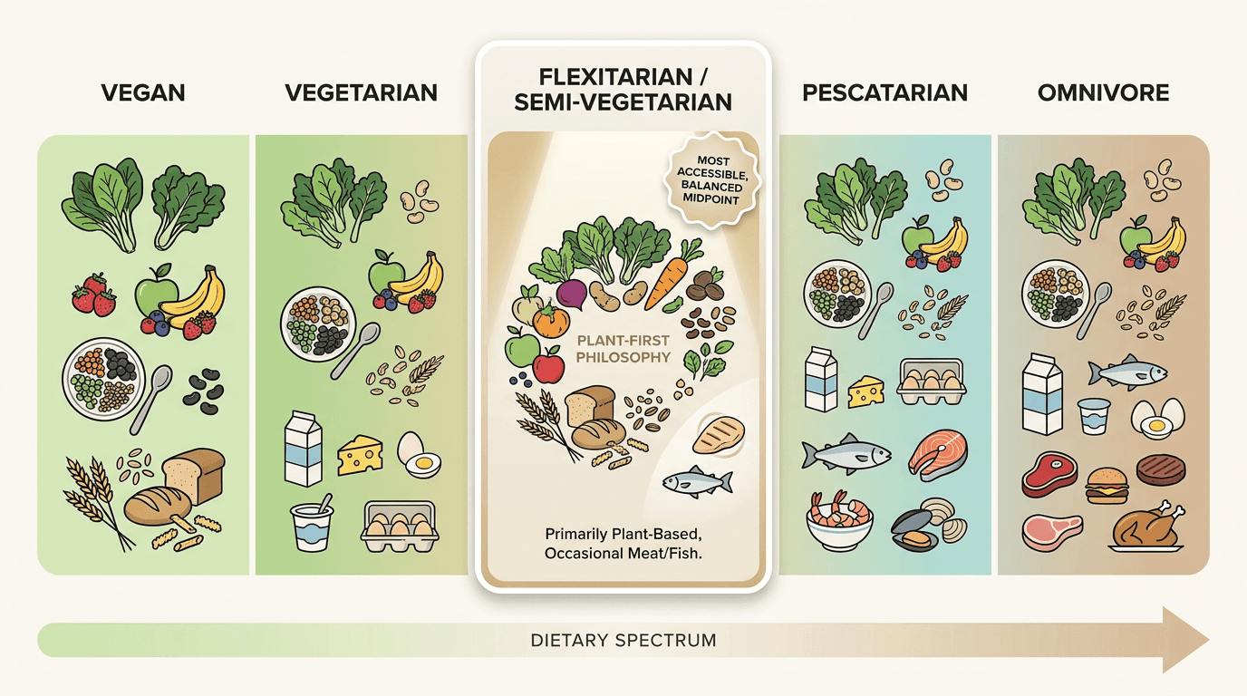 flexitarian meaning on the plant-based eating spectrum infographic