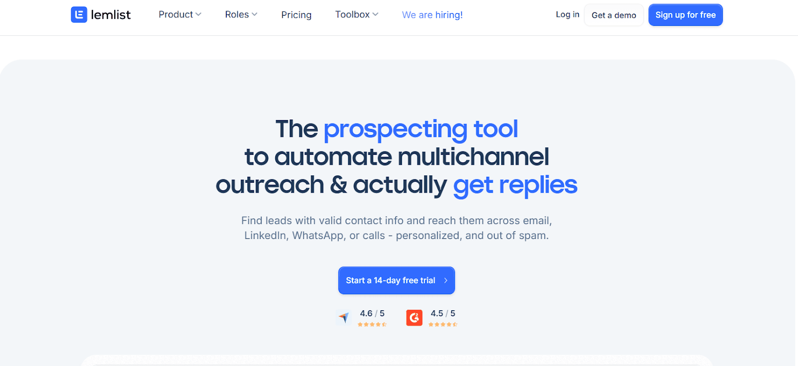 Lemlist homepage