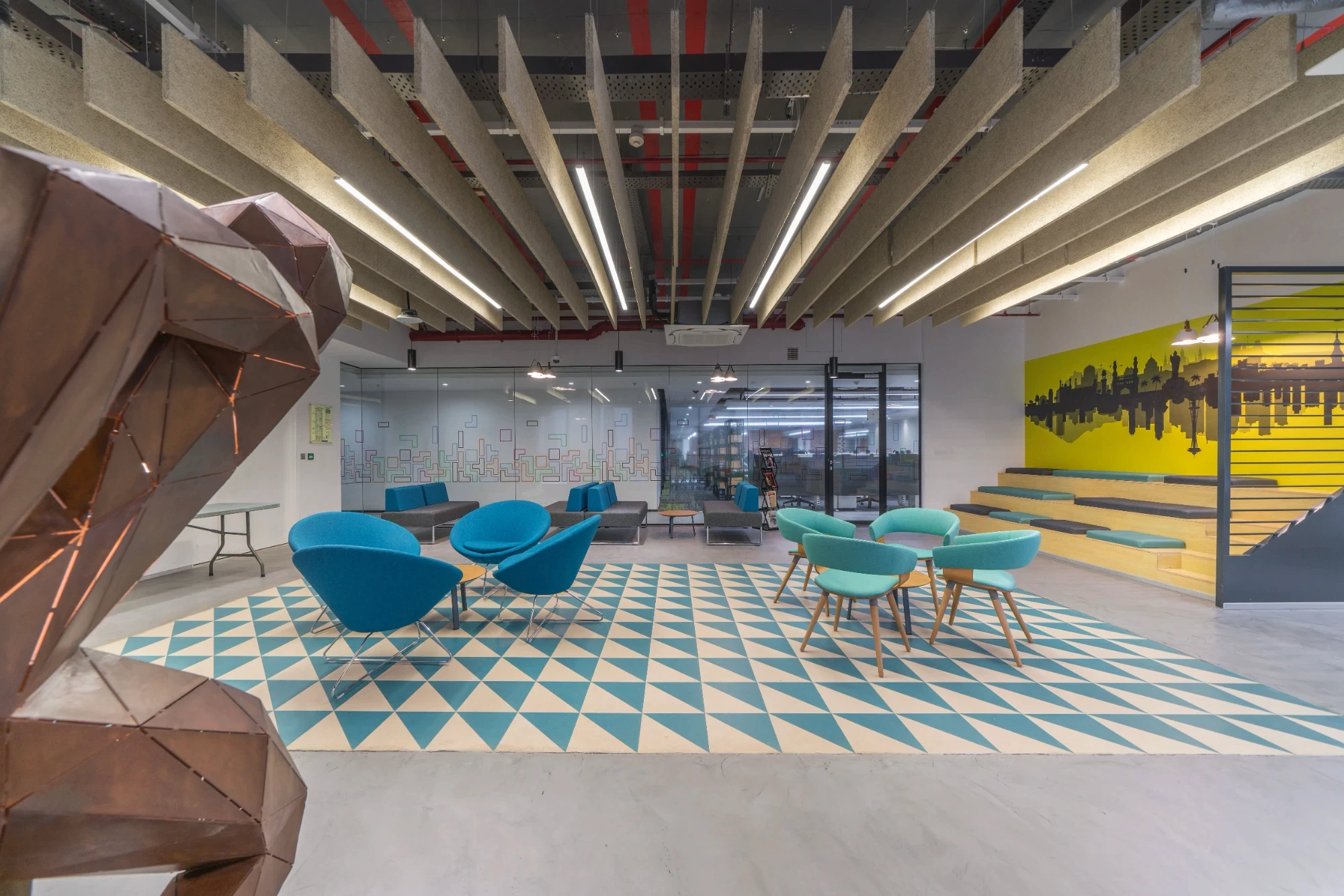 People-focused office workspace with flexible collaboration zones