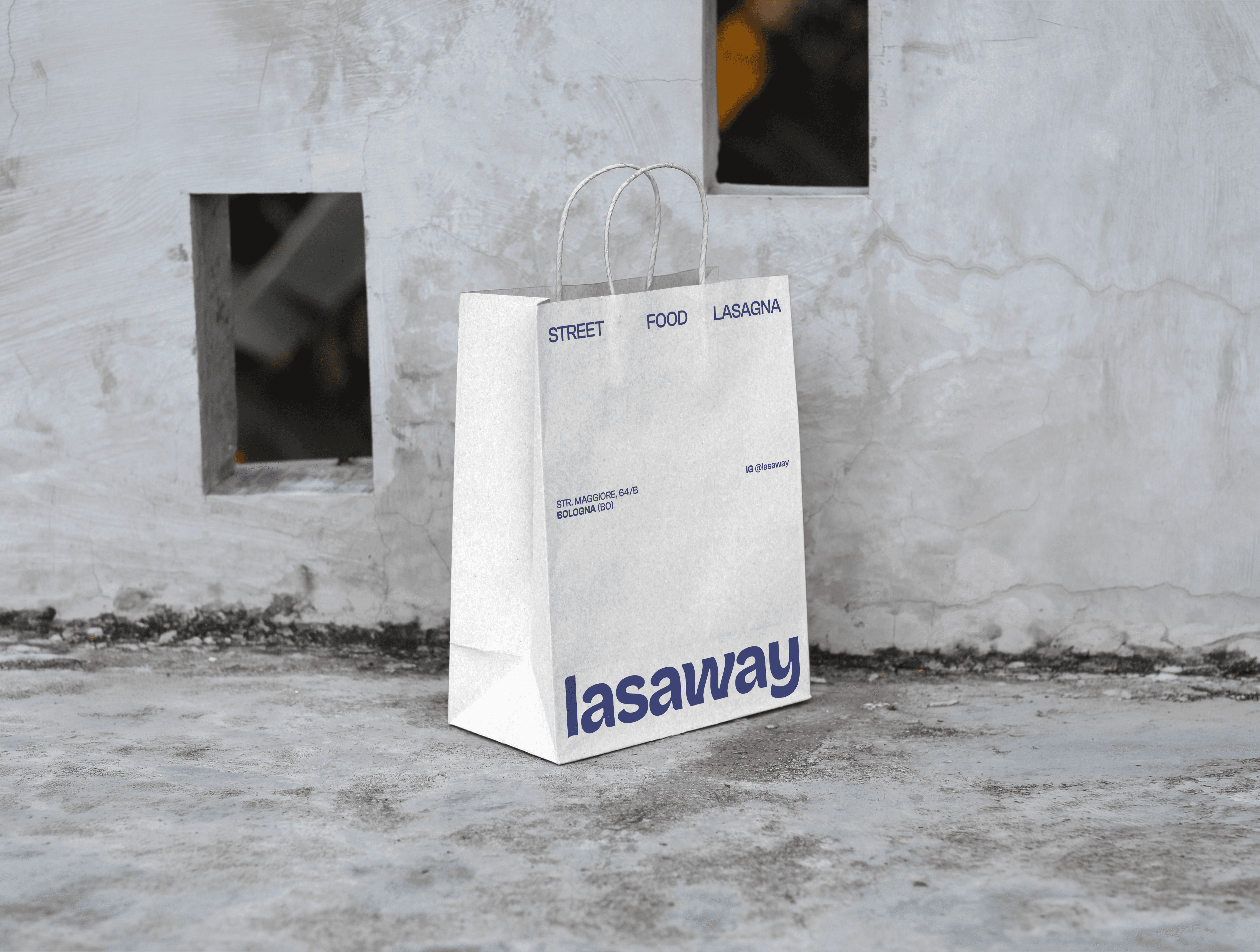 Lasaway take away bag white and blue