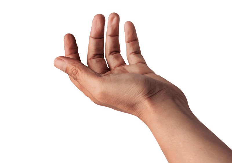 Hand reaching out with palm up