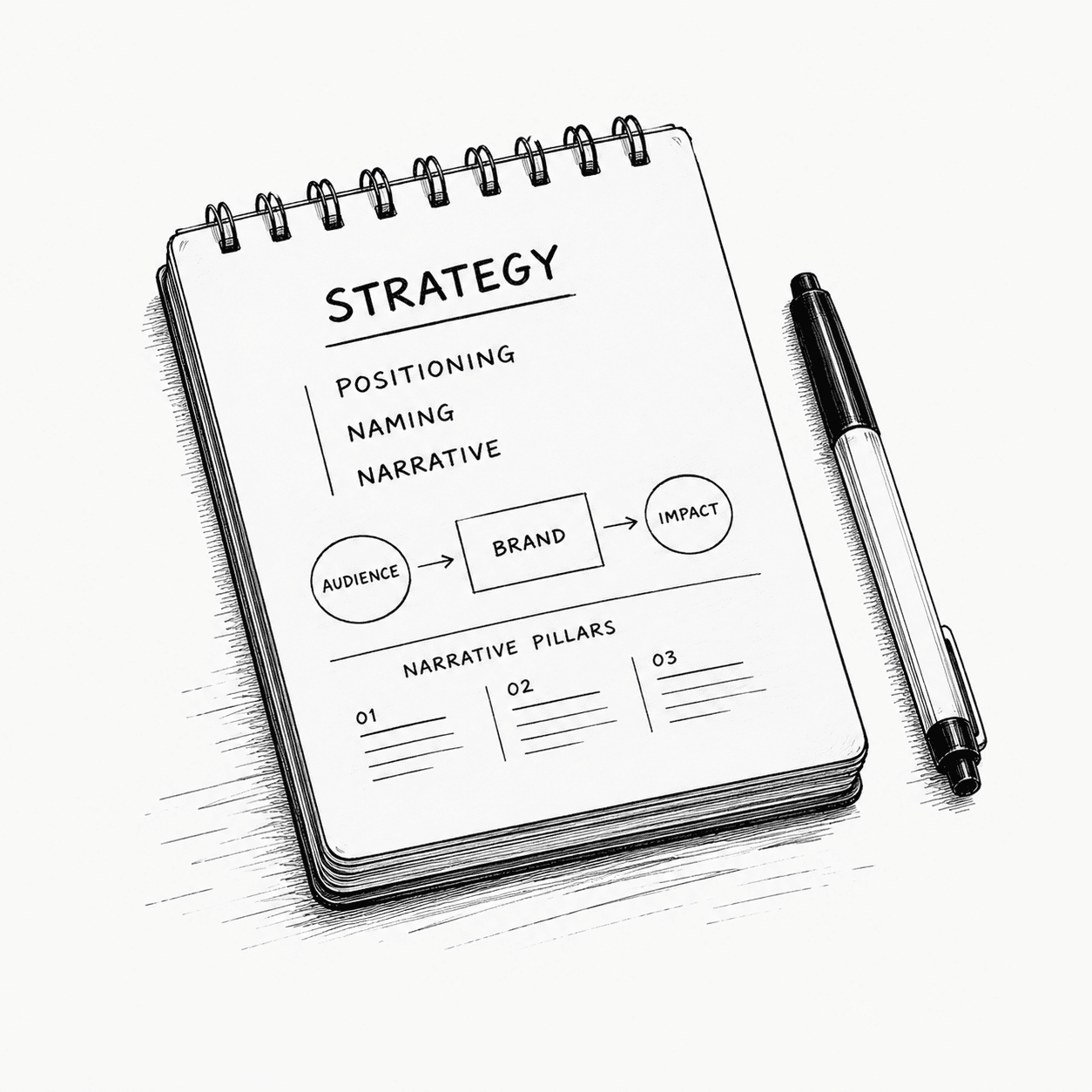 Notebook brand strategy illustration