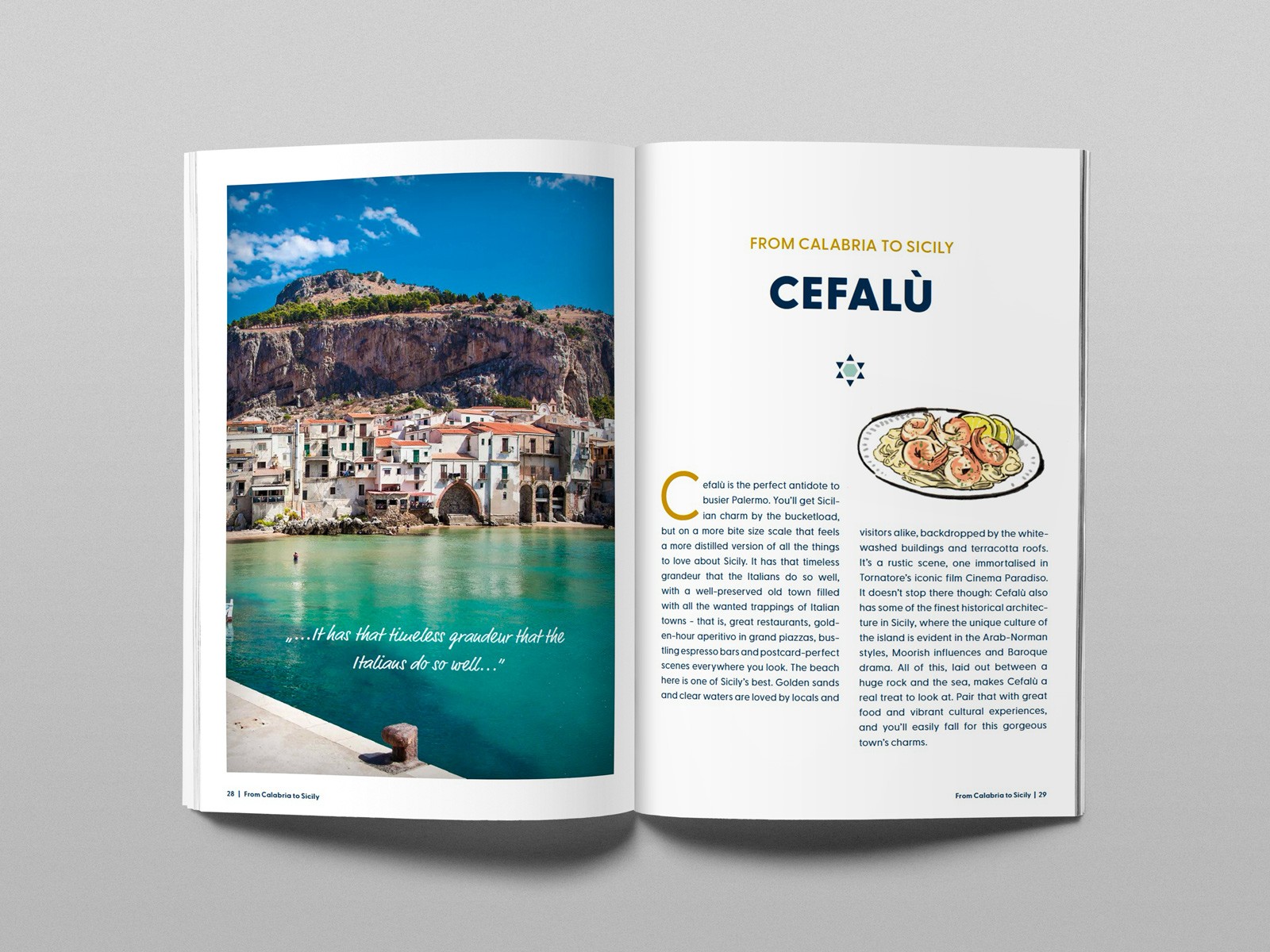 Layout example with the destination image on the left and the copy on the right.