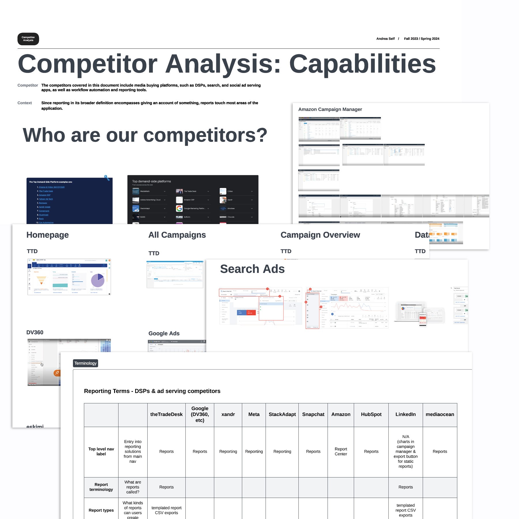 Competitive analysis synthesis for terminology, navigation, and creation flows