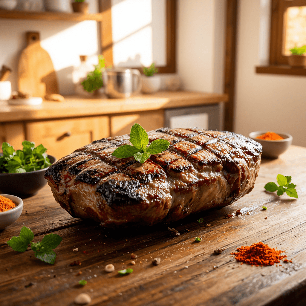 product photography of a plate of grilled meat
