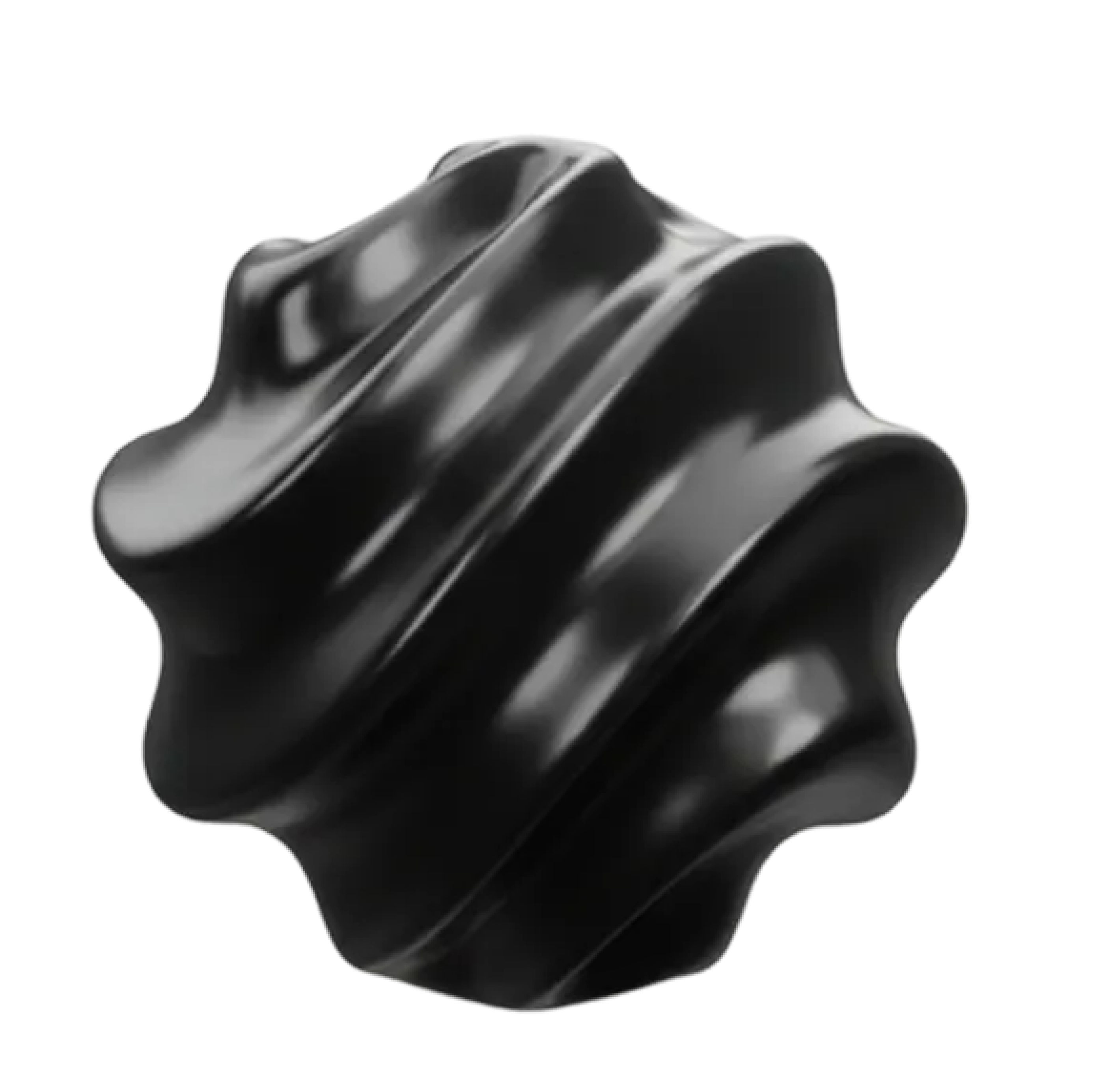 A vibrant, glossy purple 3D abstract shape with swirling, wavy surfaces, resembling a twisted, smooth sculpture, floating against a plain backdrop.