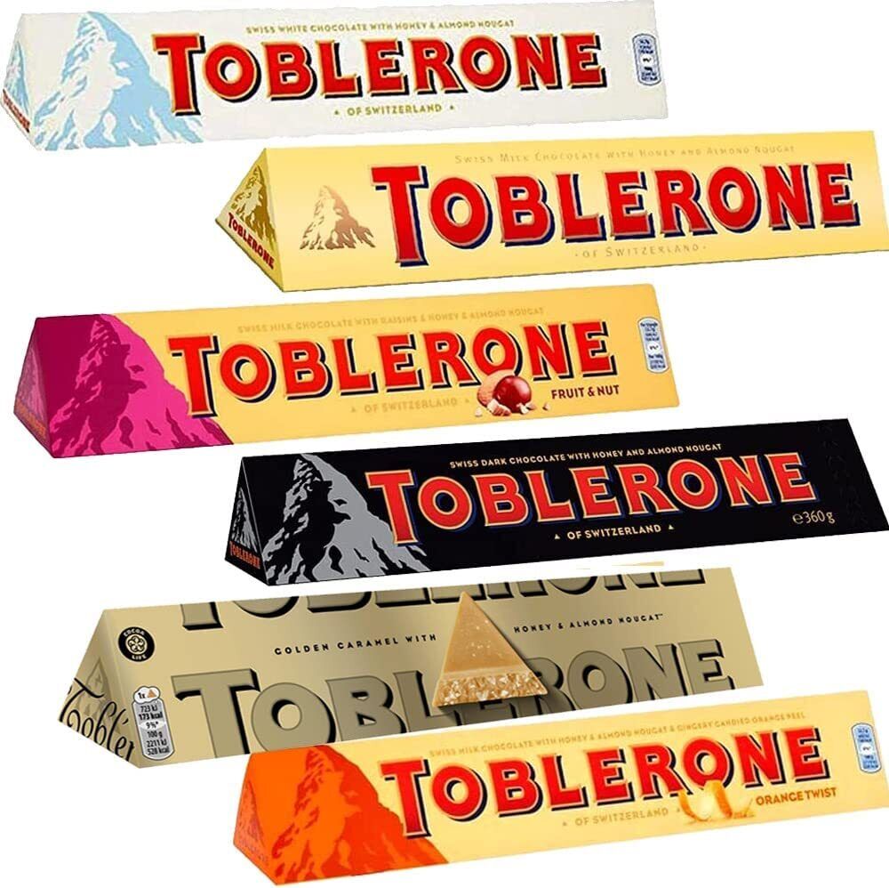 various toblerone bars