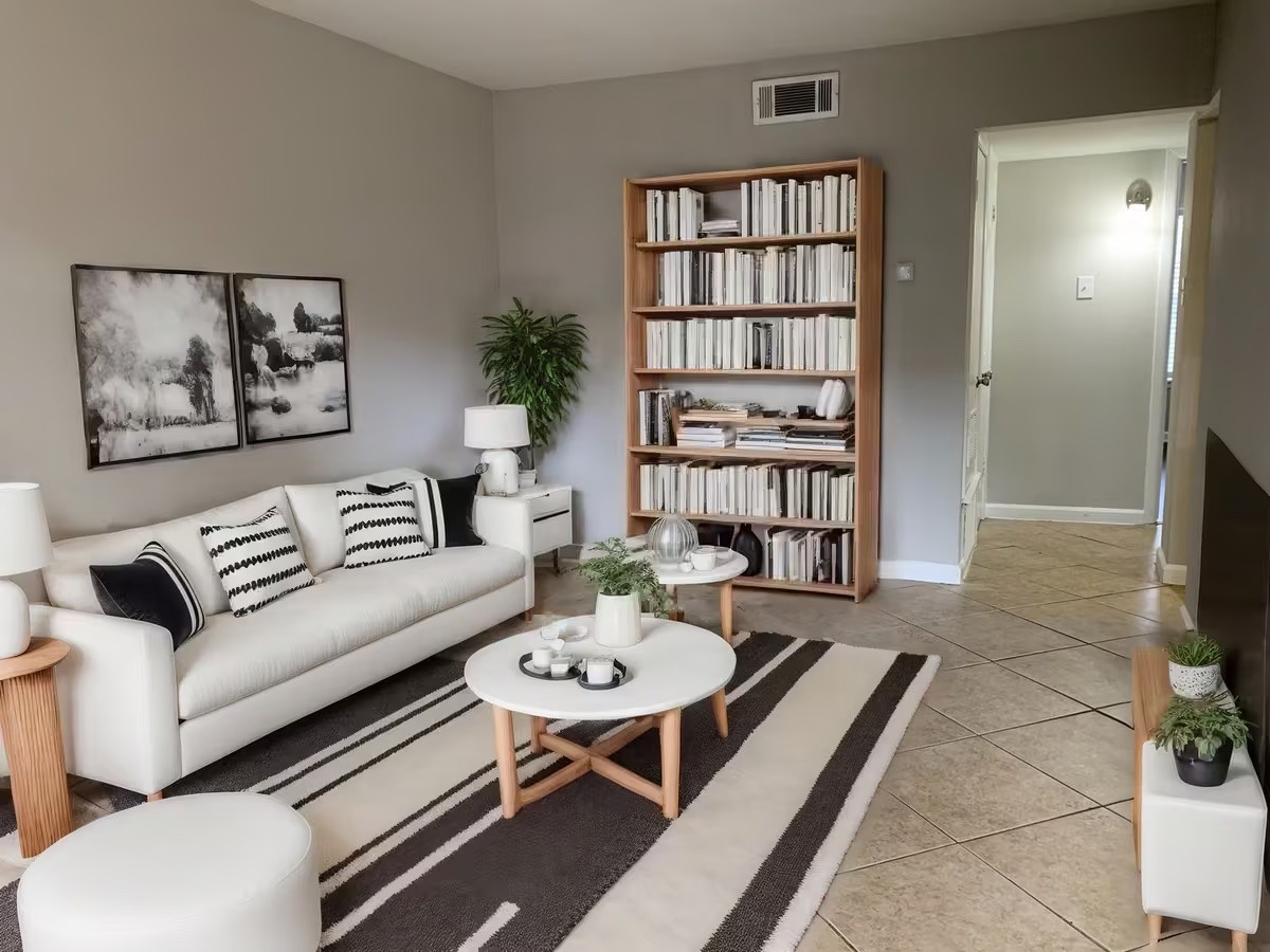 Living room interior at Verano at the Heights in San Antonio.