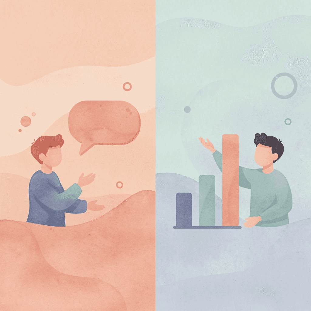  Scene illustration contrasting Vistaprint business branding with Custom Ink apparel and group orders