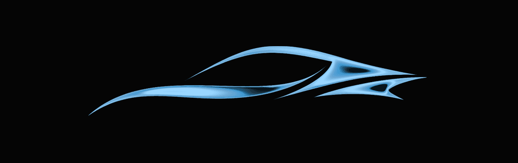 Blue tinted liquid metallic treatment of the Detailing Masters car-shaped logomark