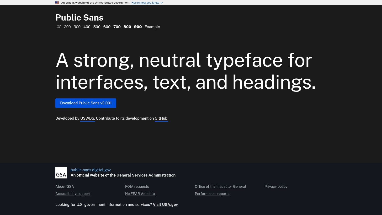 Public Sans font displayed on a website design