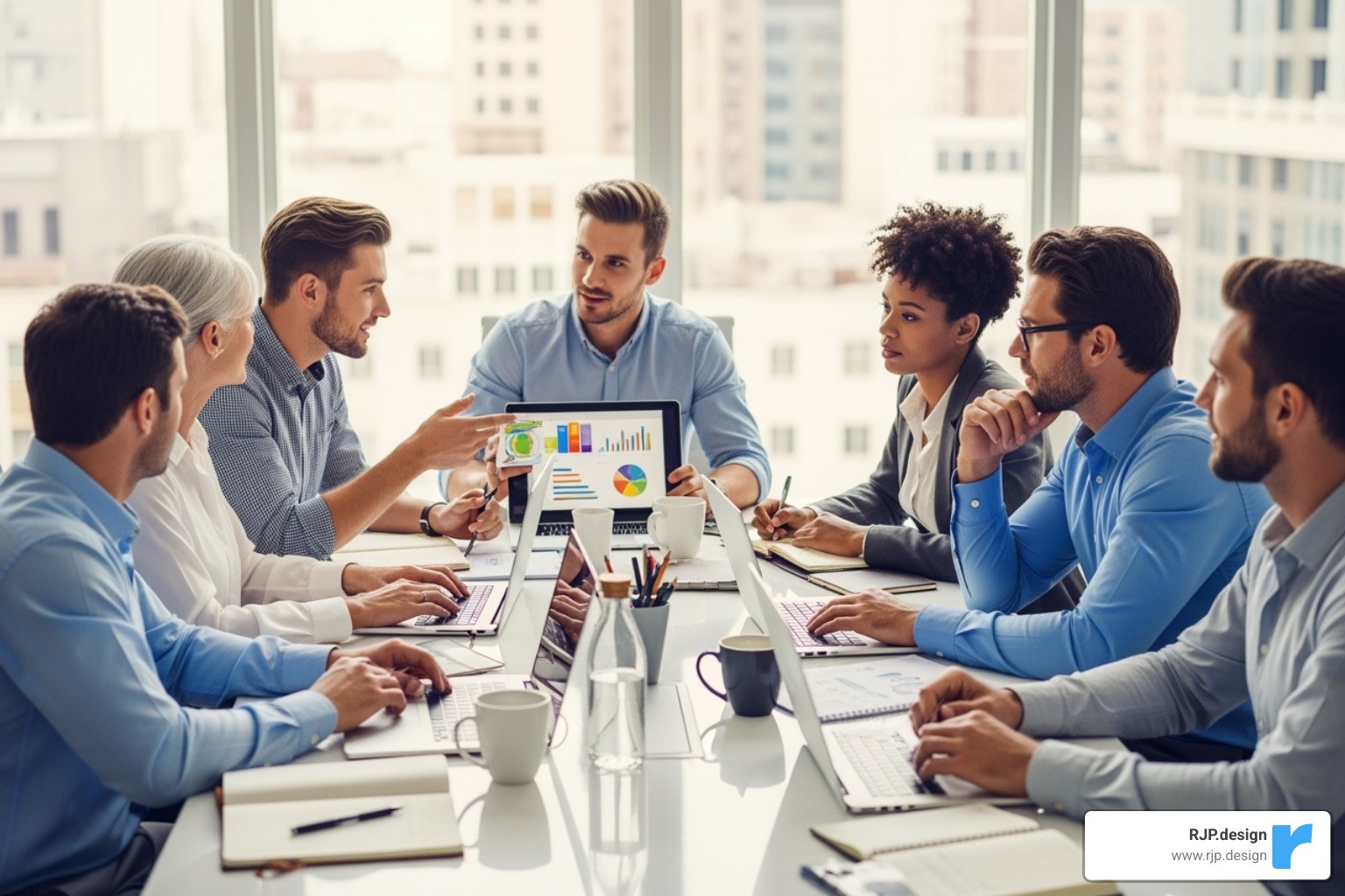 image of a client and an agency team collaborating - affordable digital marketing service