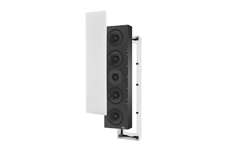 Black smart home device with screen showing time and temp
