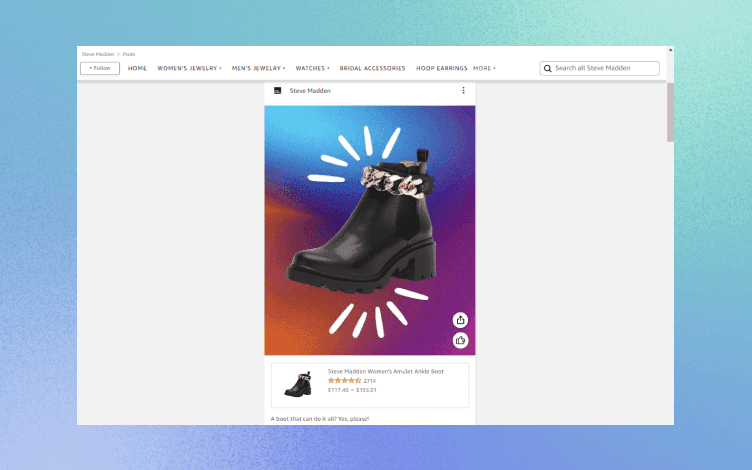 A screenshot of a web post with a black Steve Madden shoe