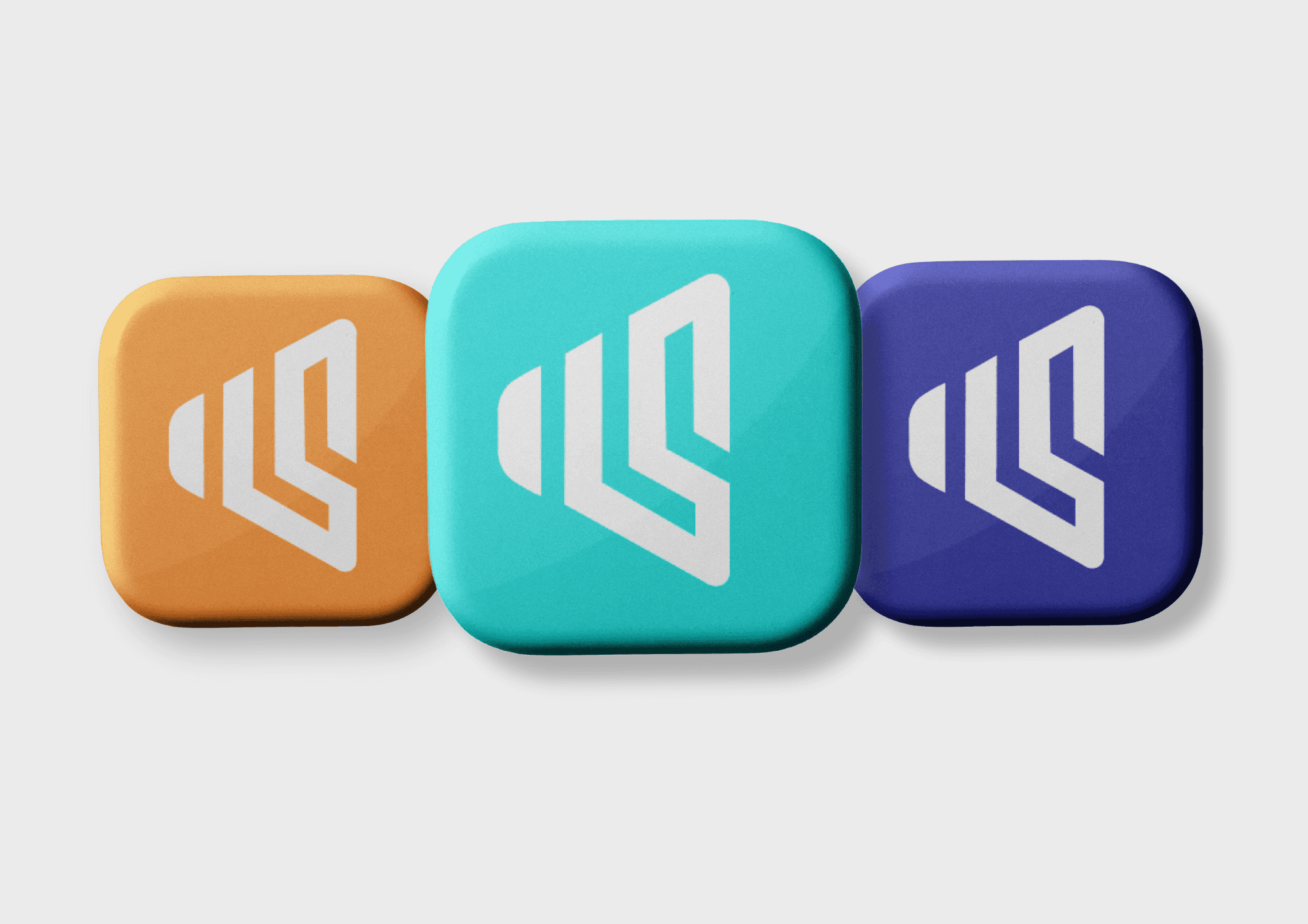 Drei farbige App-Icons mit dem Lifescape-Logo in Orange, Türkis und Blau.