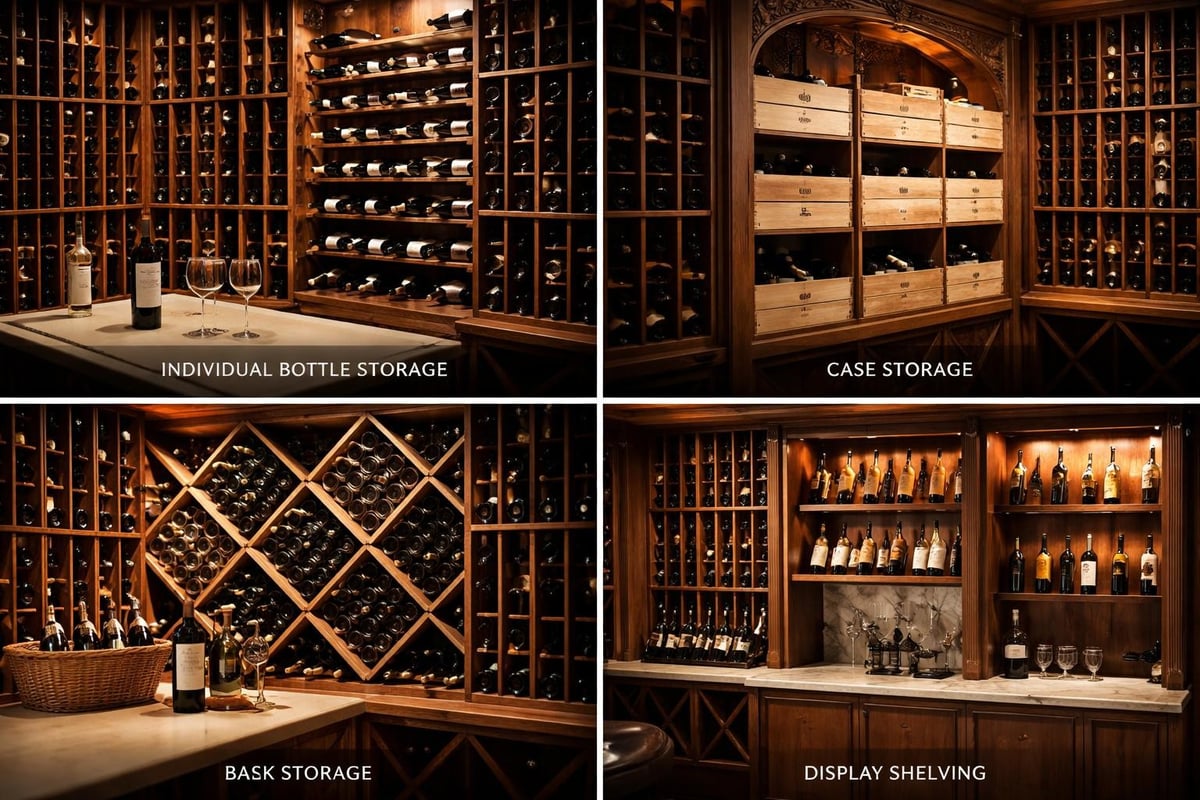 Wine cellar racking configurations