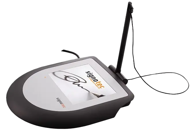 Tableta de semnătură Signotec - Omega cu ecran de 5’’ și funcționalitate slideshow.